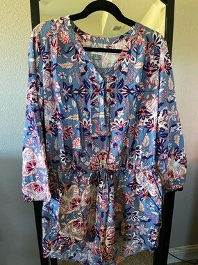 Old Navy Blue and Pink Floral Romper